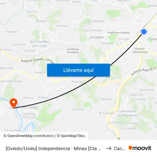 [Oviedo/Uviéu]  Independencia - Minas [Cta 07396] to Caces map