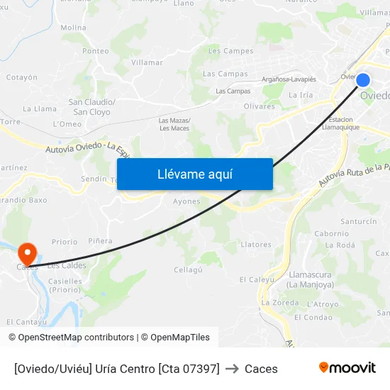 [Oviedo/Uviéu]  Uría Centro [Cta 07397] to Caces map