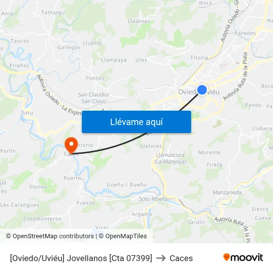 [Oviedo/Uviéu]  Jovellanos [Cta 07399] to Caces map