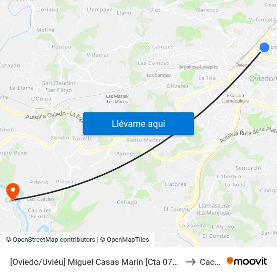 [Oviedo/Uviéu]  Miguel Casas Marín [Cta 07407] to Caces map