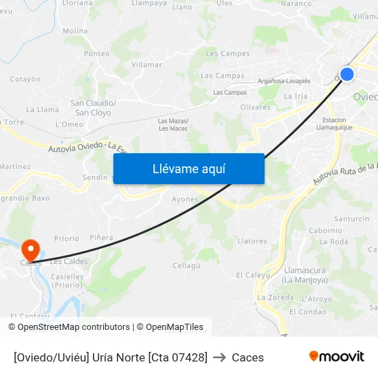 [Oviedo/Uviéu]  Uría Norte [Cta 07428] to Caces map