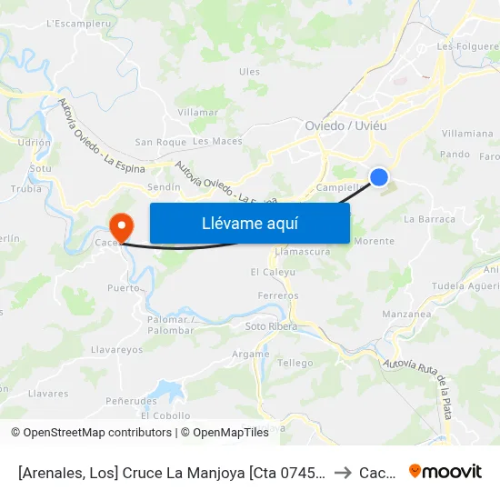 [Arenales, Los]  Cruce La Manjoya [Cta 07459] to Caces map