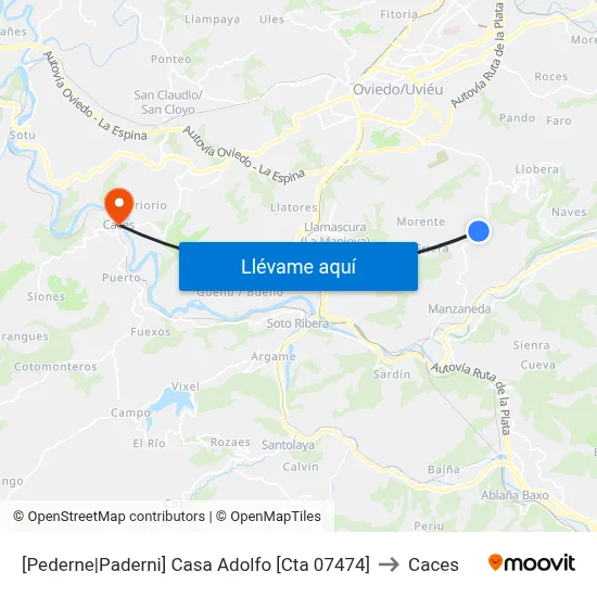 [Pederne|Paderni]  Casa Adolfo [Cta 07474] to Caces map