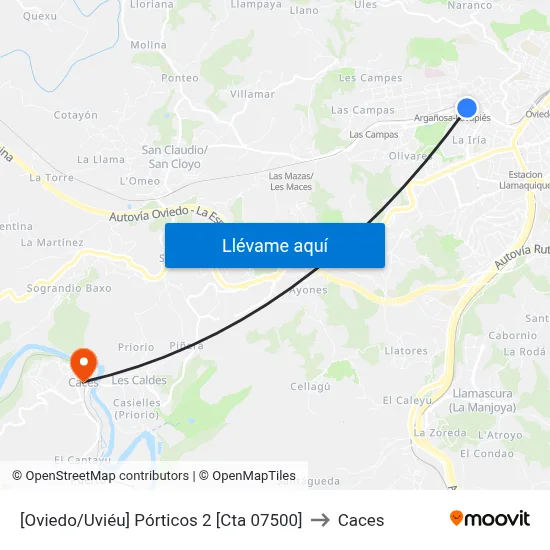 [Oviedo/Uviéu]  Pórticos 2 [Cta 07500] to Caces map