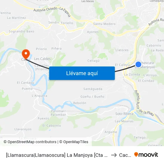 [Llamascura|Llamaoscura]  La Manjoya [Cta 07552] to Caces map