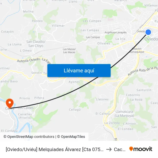 [Oviedo/Uviéu]  Melquiades Álvarez [Cta 07570] to Caces map
