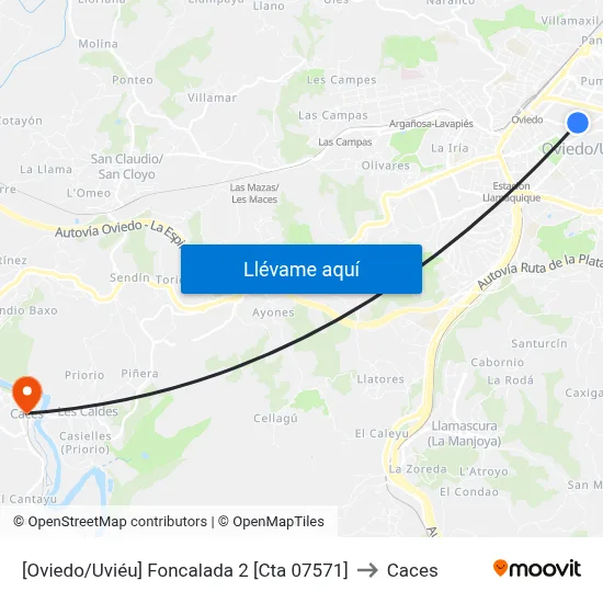 [Oviedo/Uviéu]  Foncalada 2 [Cta 07571] to Caces map