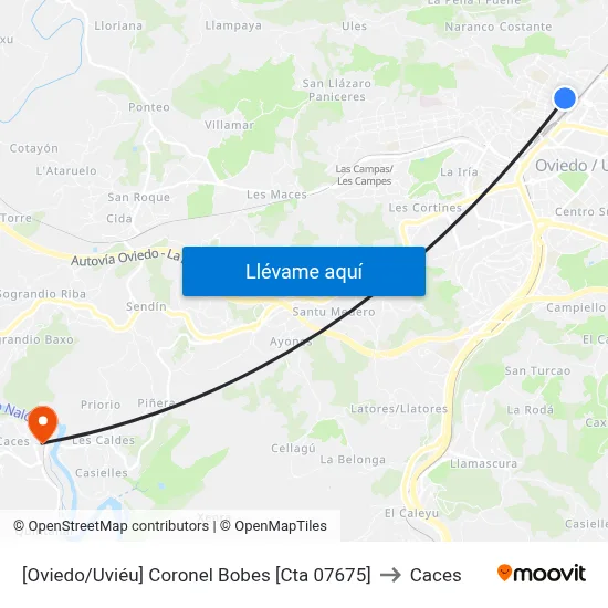 [Oviedo/Uviéu]  Coronel Bobes [Cta 07675] to Caces map