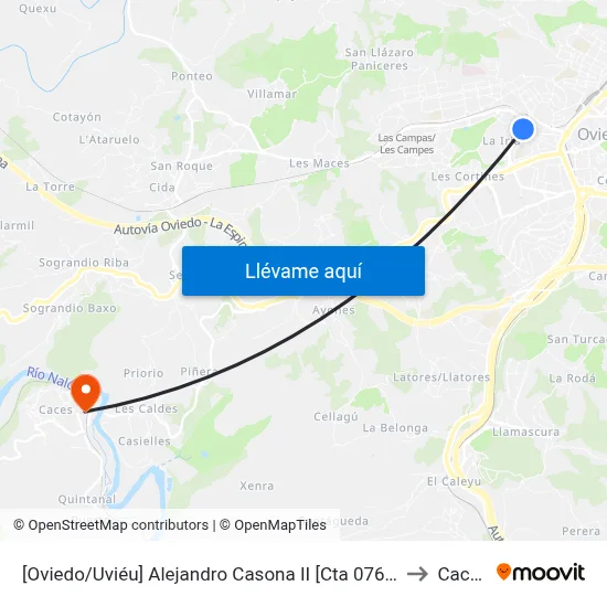 [Oviedo/Uviéu]  Alejandro Casona II [Cta 07685] to Caces map