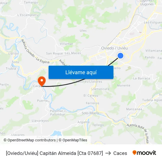 [Oviedo/Uviéu]  Capitán Almeida [Cta 07687] to Caces map