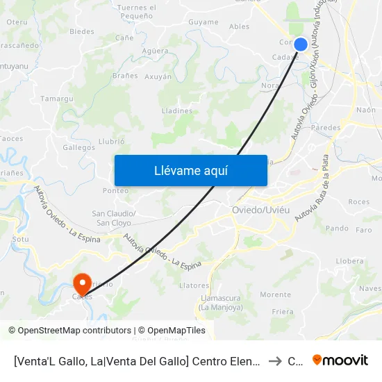 [Venta'L Gallo, La|Venta Del Gallo]  Centro Elena - Parque Tecnológico [Cta 08417] to Caces map