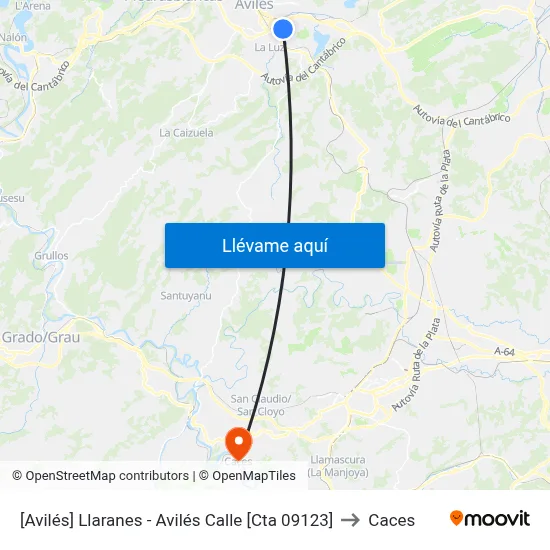 [Avilés]  Llaranes - Avilés Calle [Cta 09123] to Caces map