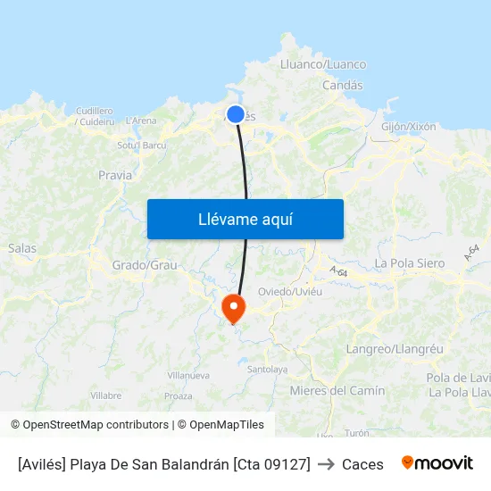 [Avilés]  Playa De San Balandrán [Cta 09127] to Caces map