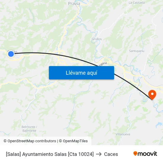 [Salas]  Ayuntamiento Salas [Cta 10024] to Caces map