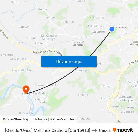 [Oviedo/Uviéu]  Martínez Cachero [Cta 16910] to Caces map