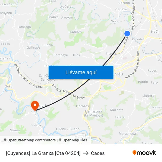 [Cuyences]  La Granxa [Cta 04204] to Caces map