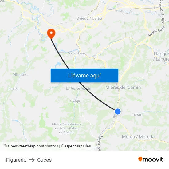 Figaredo to Caces map