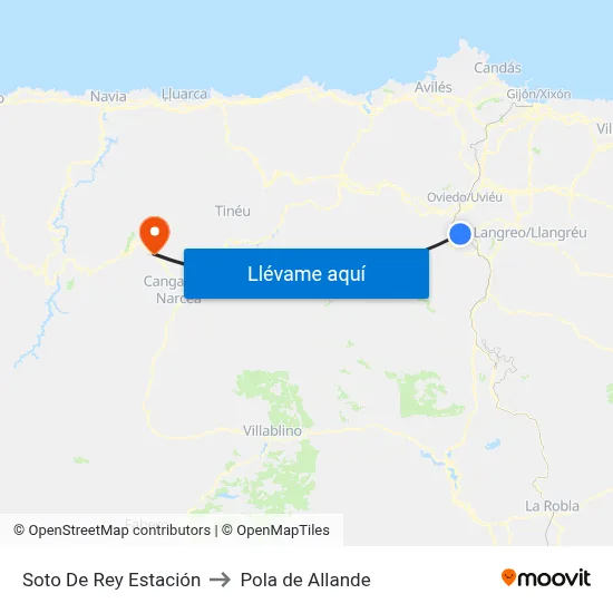 Soto De Rey Estación to Pola de Allande map
