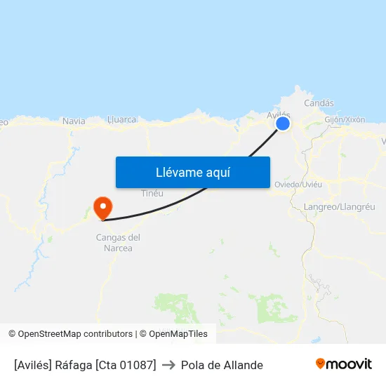 [Avilés]  Ráfaga [Cta 01087] to Pola de Allande map