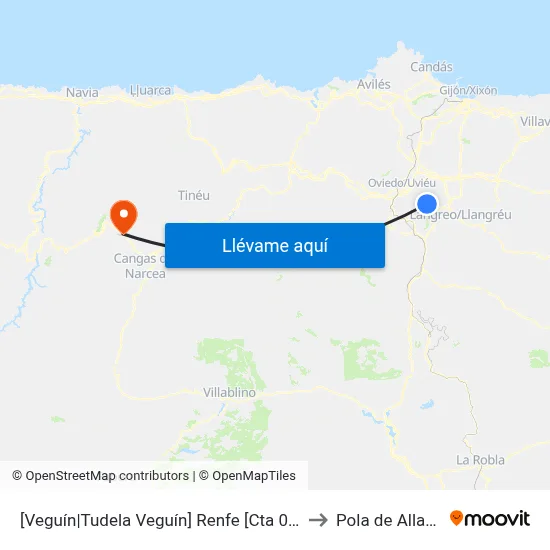 [Veguín|Tudela Veguín]  Renfe [Cta 01245] to Pola de Allande map
