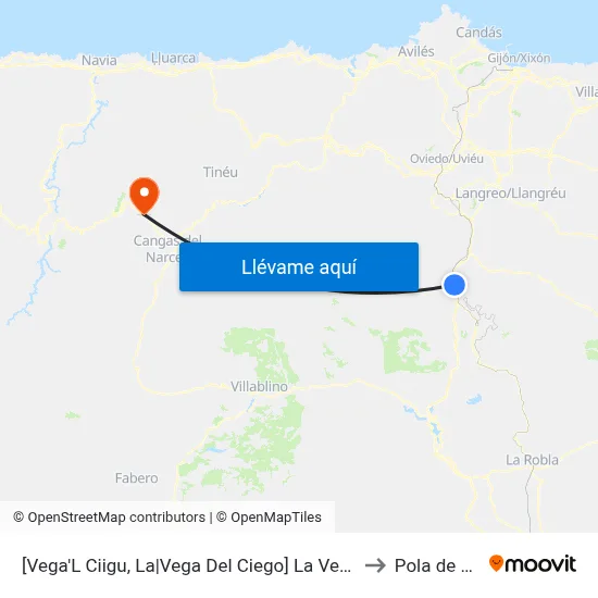 [Vega'L Ciigu, La|Vega Del Ciego]  La Vega'L Ciigu [Cta 03170] to Pola de Allande map