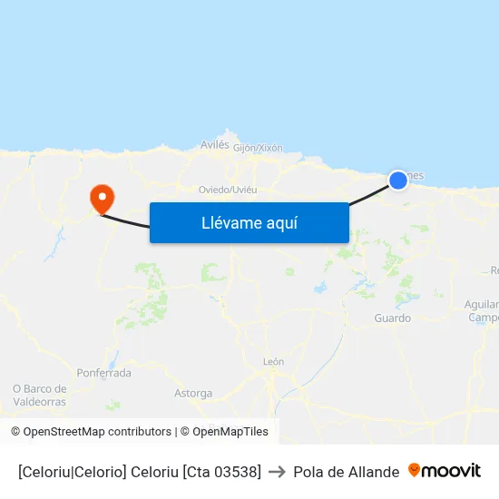 [Celoriu|Celorio]  Celoriu [Cta 03538] to Pola de Allande map