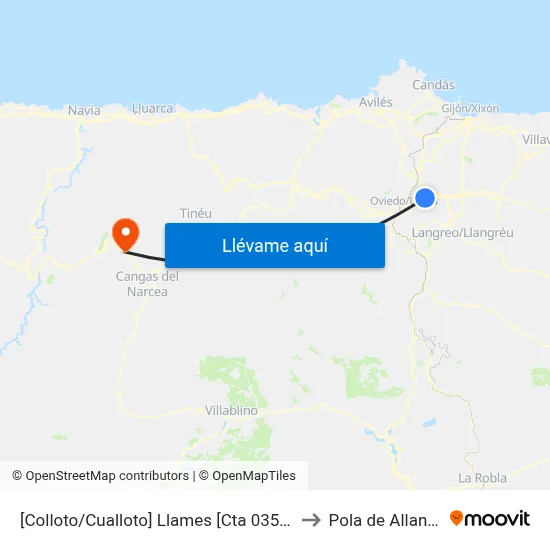 [Colloto/Cualloto]  Llames [Cta 03591] to Pola de Allande map