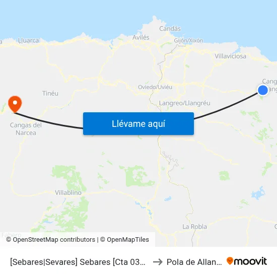 [Sebares|Sevares]  Sebares [Cta 03857] to Pola de Allande map