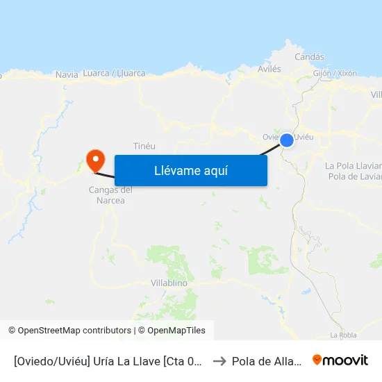 [Oviedo/Uviéu]  Uría La Llave [Cta 07430] to Pola de Allande map