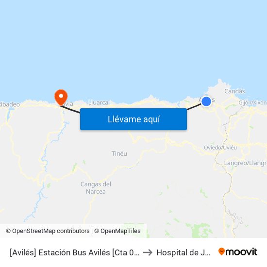 [Avilés]  Estación Bus Avilés [Cta 00161] to Hospital de Jarrio map