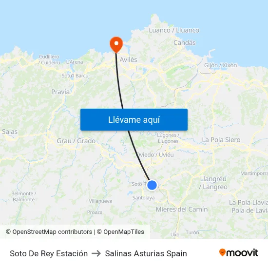 Soto De Rey Estación to Salinas Asturias Spain map