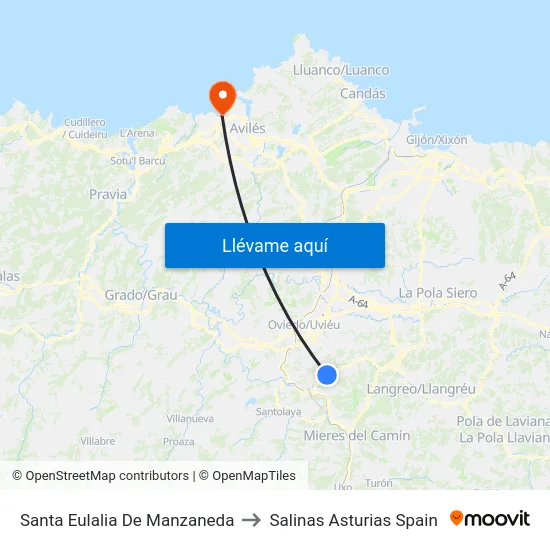 Santa Eulalia De Manzaneda to Salinas Asturias Spain map