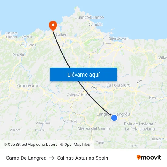 Sama De Langrea to Salinas Asturias Spain map