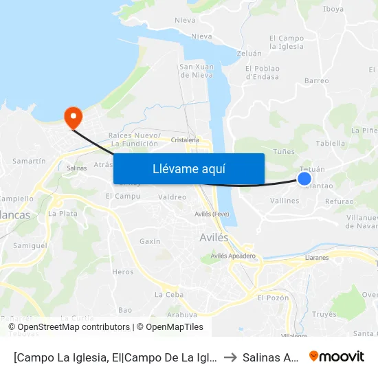 [Campo La Iglesia, El|Campo De La Iglesia]  El Campo La Iglesia [Cta 00265] to Salinas Asturias Spain map