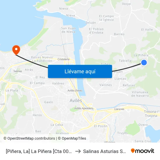 [Piñera, La]  La Piñera [Cta 00272] to Salinas Asturias Spain map