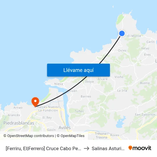 [Ferriru, El|Ferrero]  Cruce Cabo Peñas [Cta 00322] to Salinas Asturias Spain map