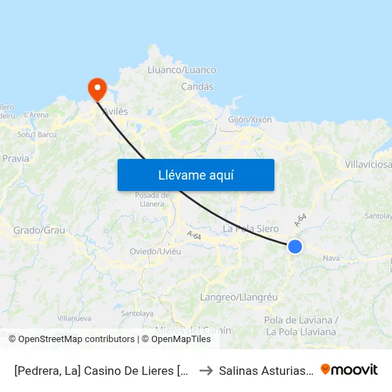 [Pedrera, La]  Casino De Lieres [Cta 00813] to Salinas Asturias Spain map