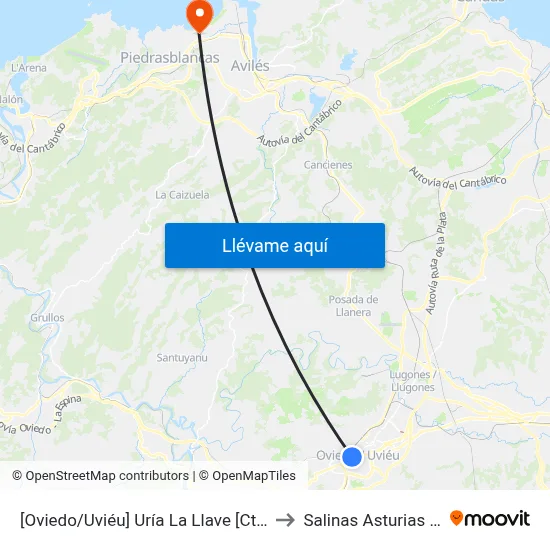 [Oviedo/Uviéu]  Uría La Llave [Cta 07430] to Salinas Asturias Spain map