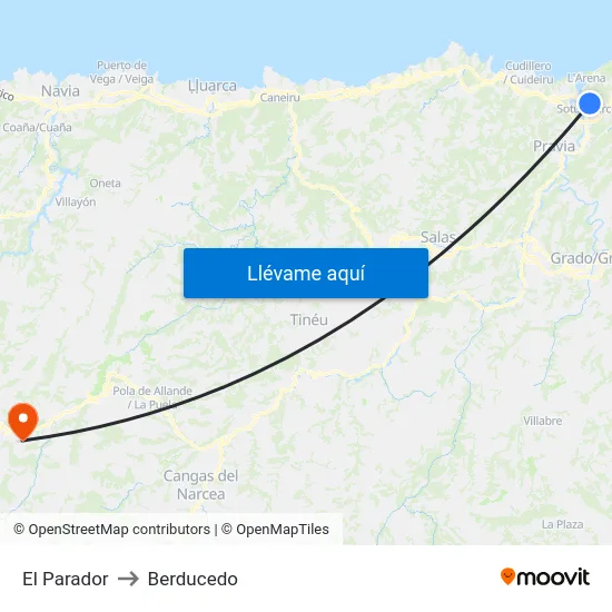 El Parador to Berducedo map