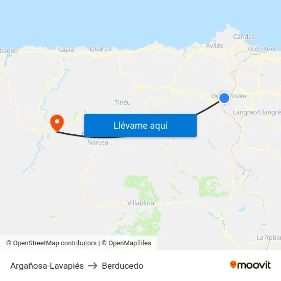 Argañosa-Lavapiés to Berducedo map
