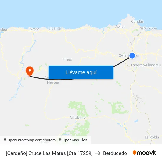 [Cerdeño]  Cruce Las Matas [Cta 17259] to Berducedo map