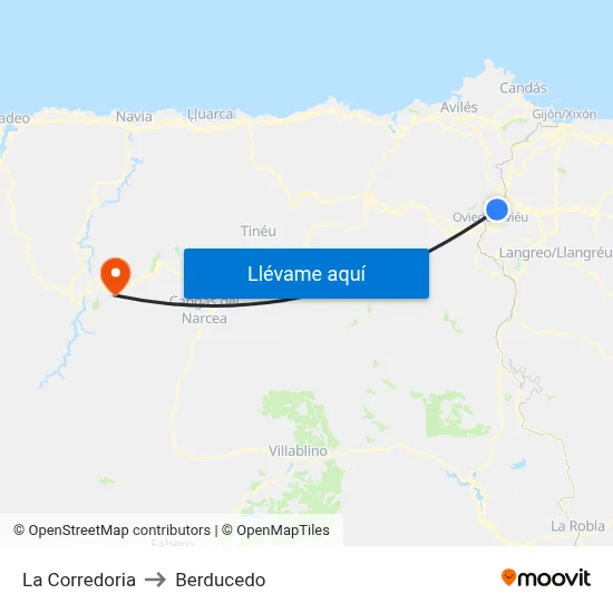 La Corredoria to Berducedo map