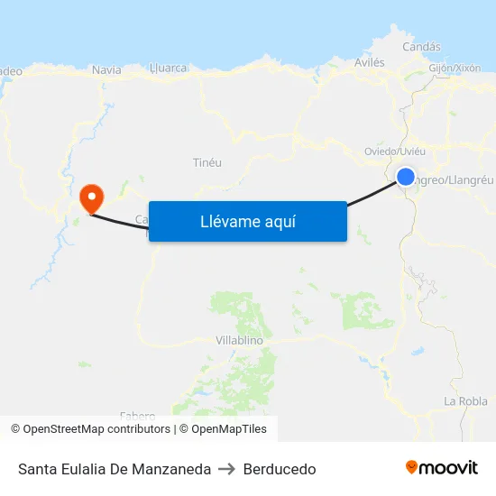 Santa Eulalia De Manzaneda to Berducedo map