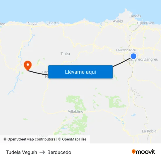 Tudela Veguín to Berducedo map