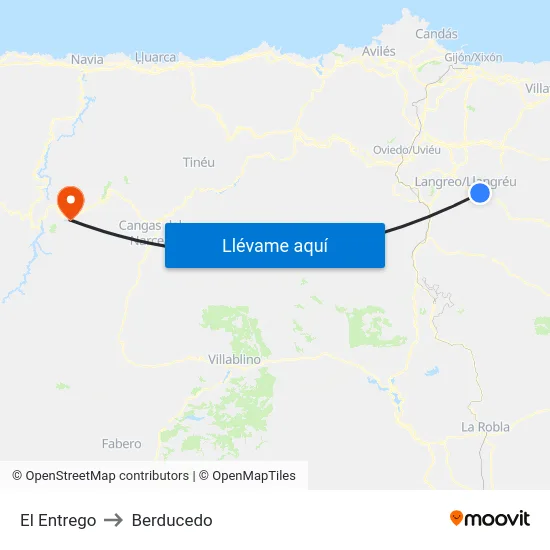 El Entrego to Berducedo map