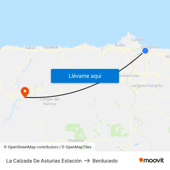 La Calzada De Asturias Estación to Berducedo map