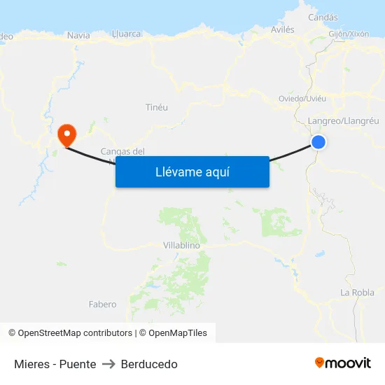 Mieres - Puente to Berducedo map
