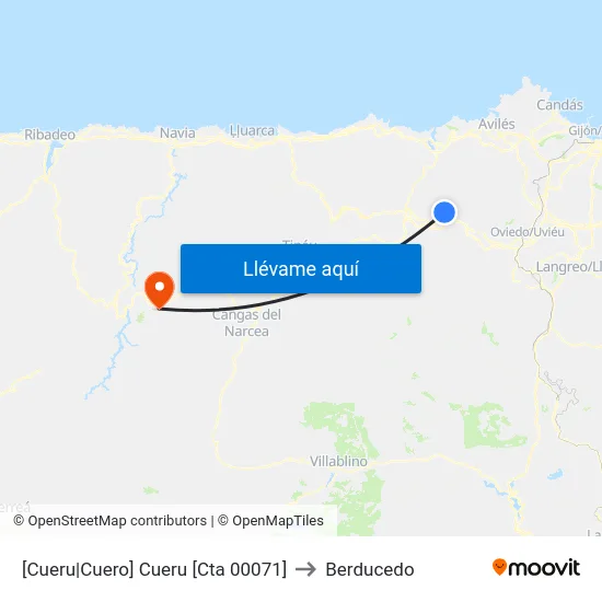 [Cueru|Cuero]  Cueru [Cta 00071] to Berducedo map