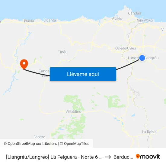 [Llangréu/Langreo]  La Felguera - Norte 6 [Cta 00415] to Berducedo map