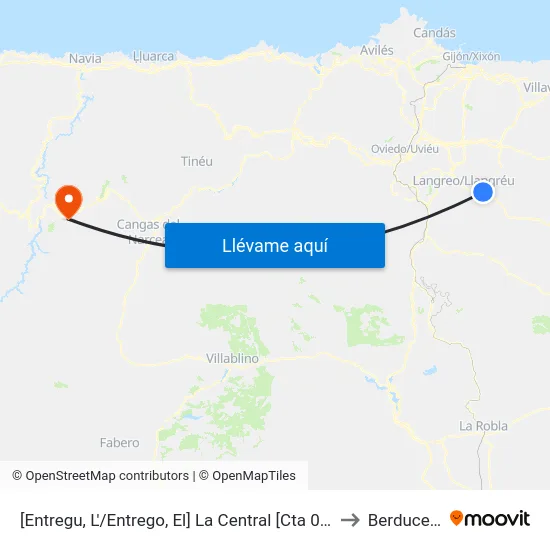 [Entregu, L'/Entrego, El]  La Central [Cta 00439] to Berducedo map